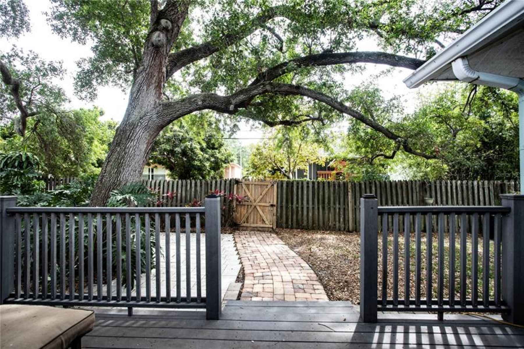 from private deck to your fenced in back yard