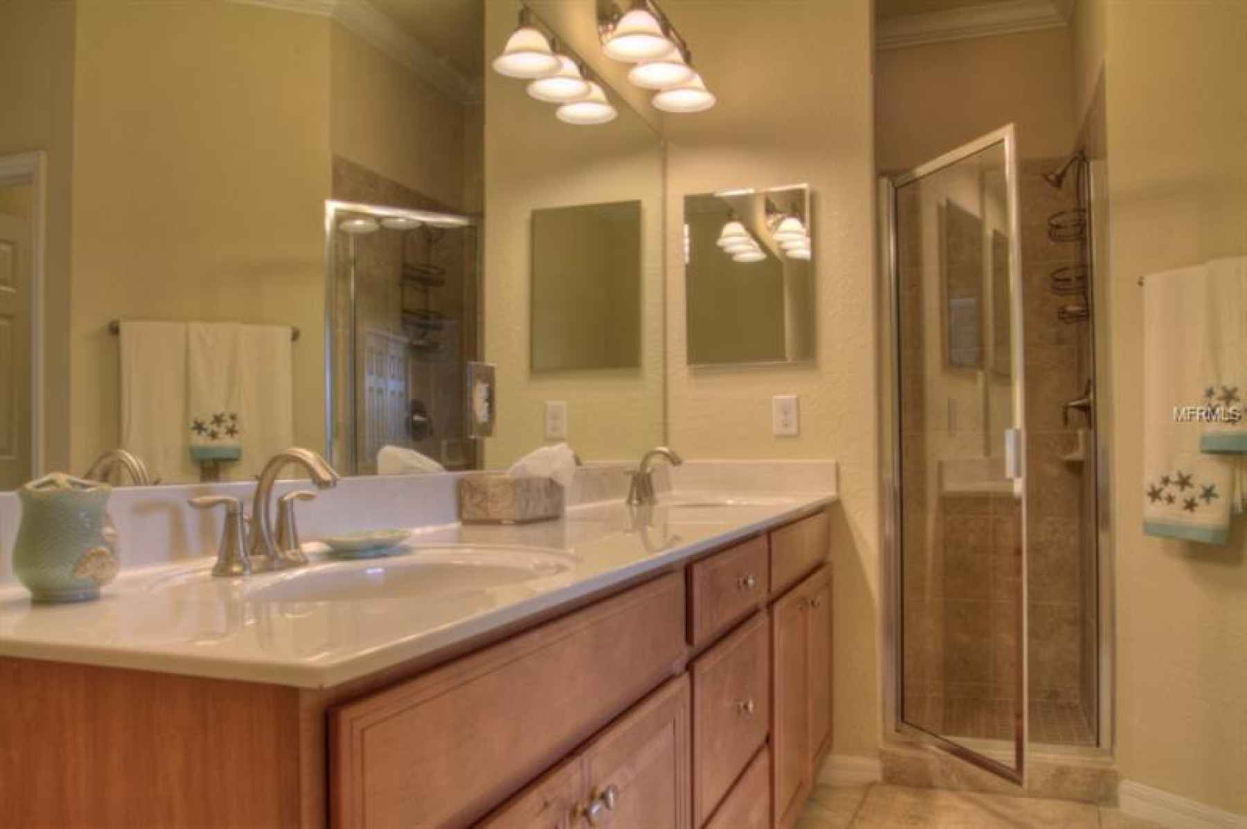 Master Bath with double sinks and walk-in shower