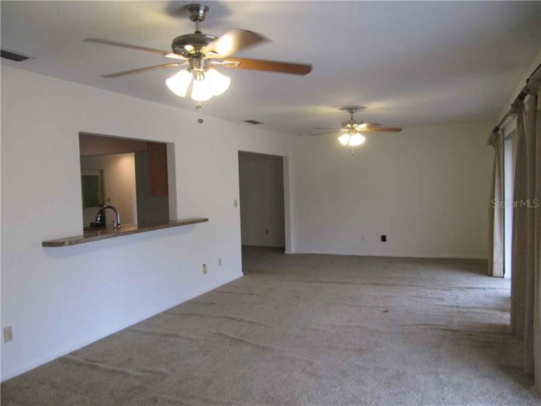 Great Room with pass through window to kitchen