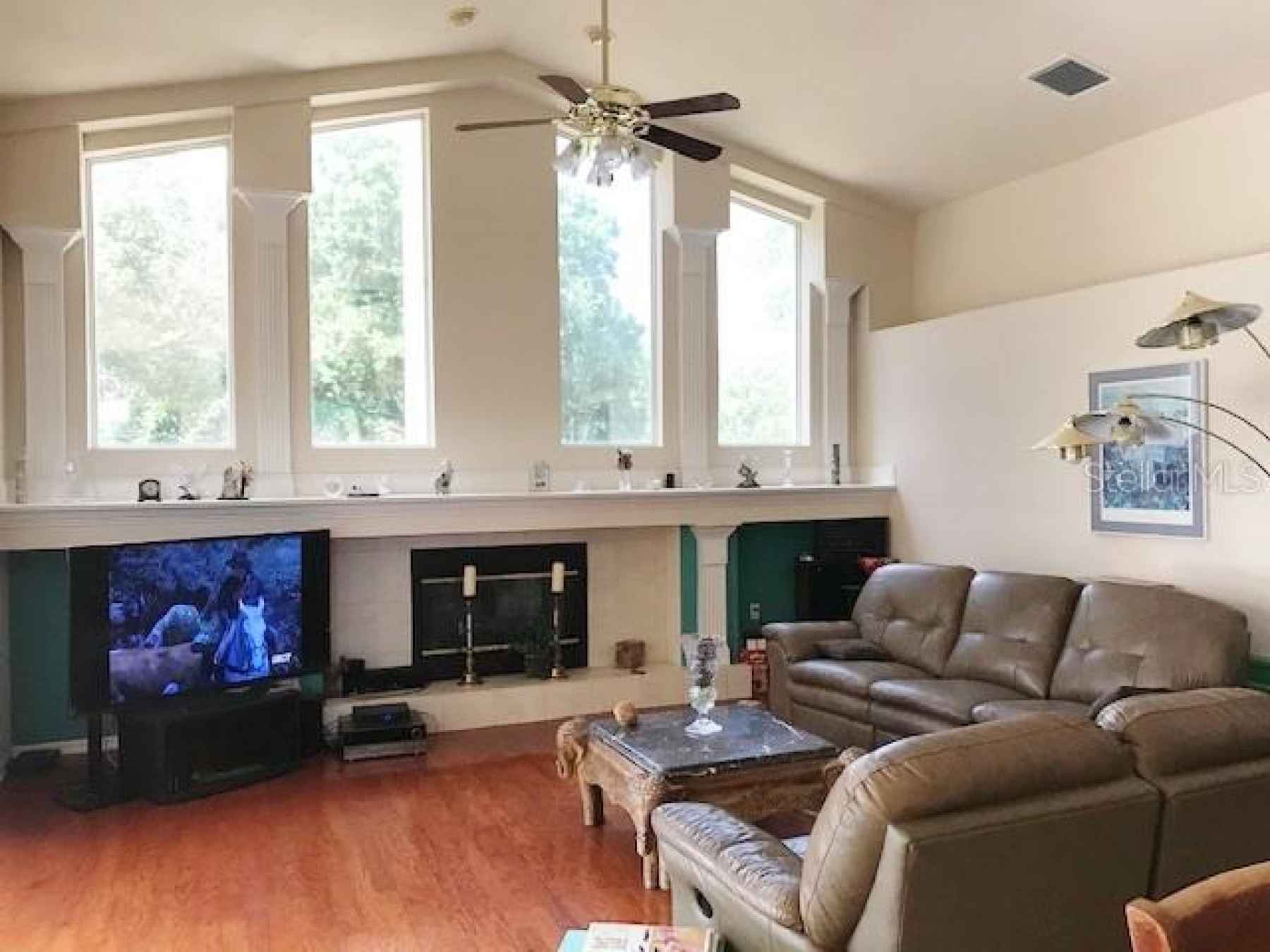 Family Room with Wood Burning Fireplace