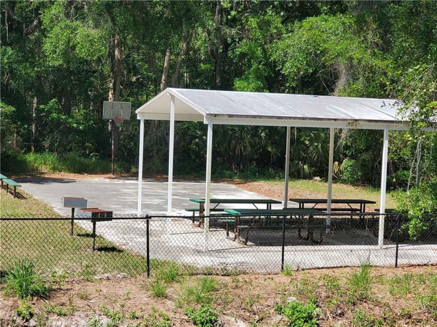 Community picnic area and basketball court