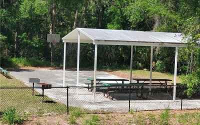 Community picnic area and basketball court