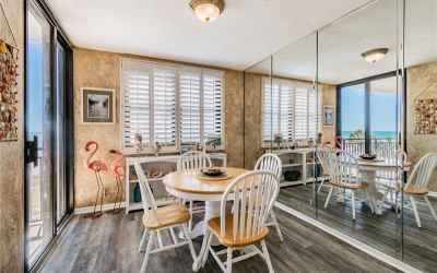 Brightly-lit breakfast Nook, with a Patio views of the Beach and The Gulf of Mexico