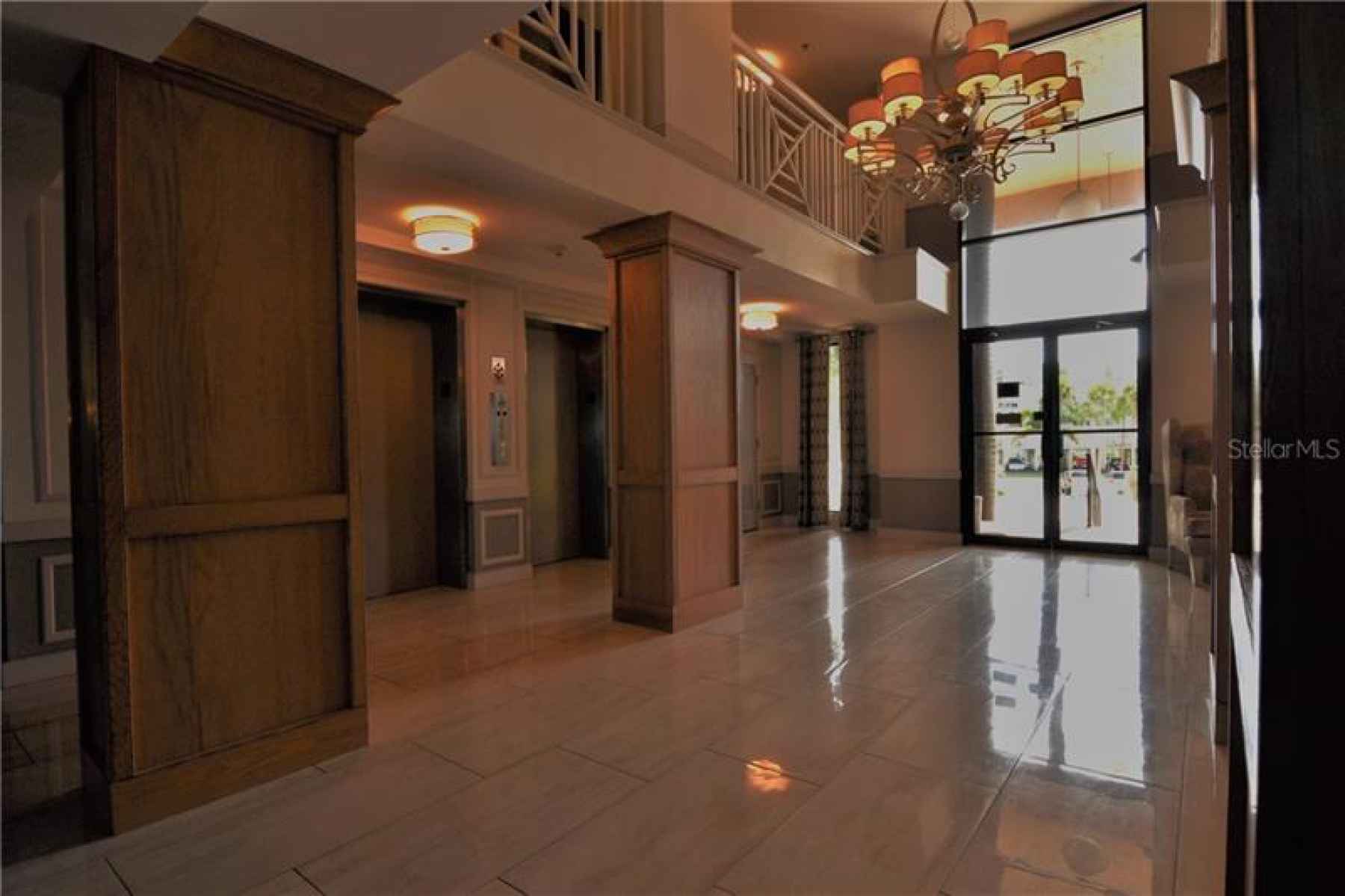 Entryway to elevators and amenities