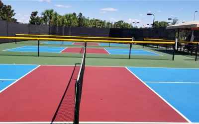 7 newly re-surfaced pickelball courts.