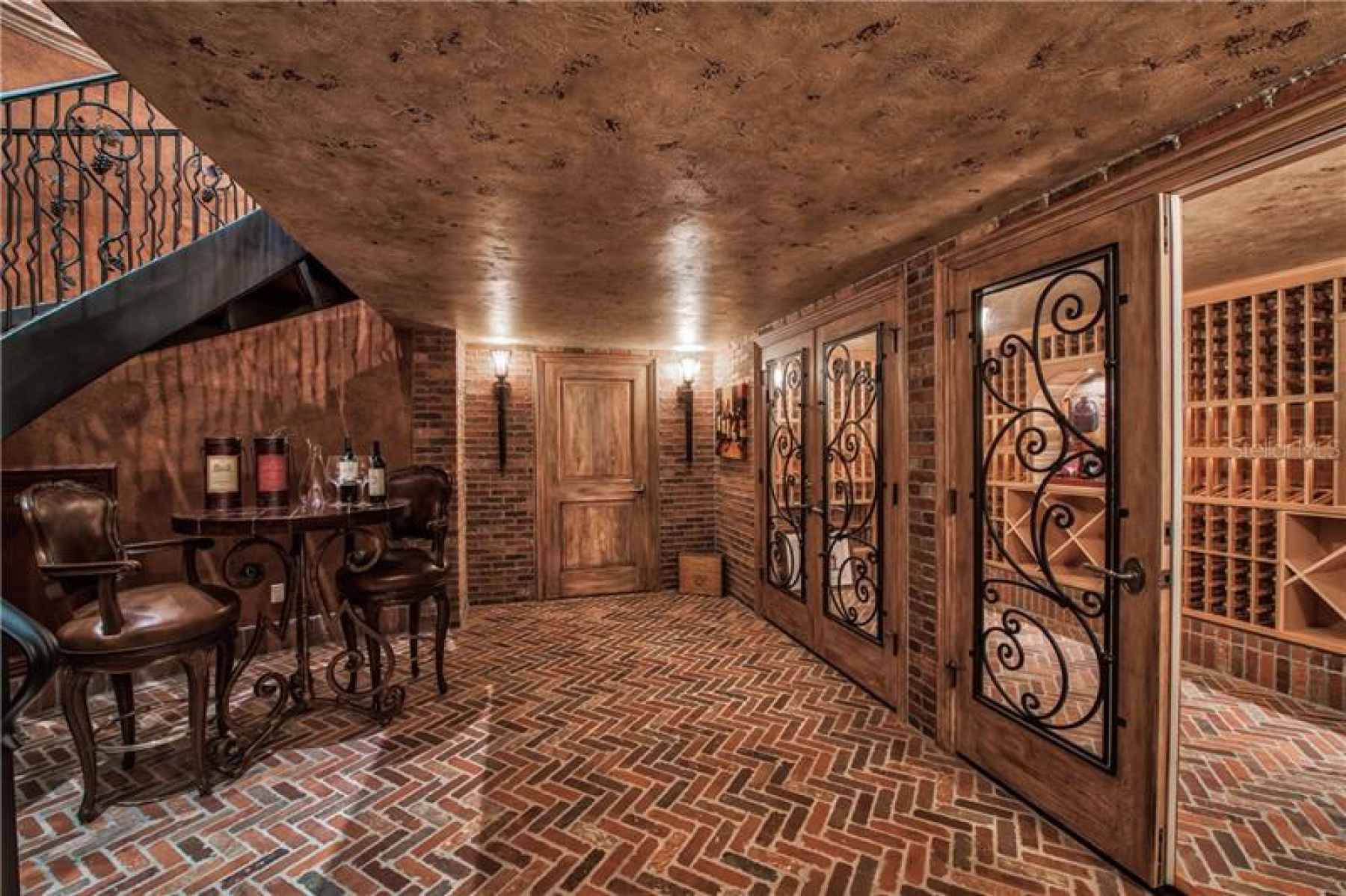 Wine Cellar with Authentic Brick and Pine Wood