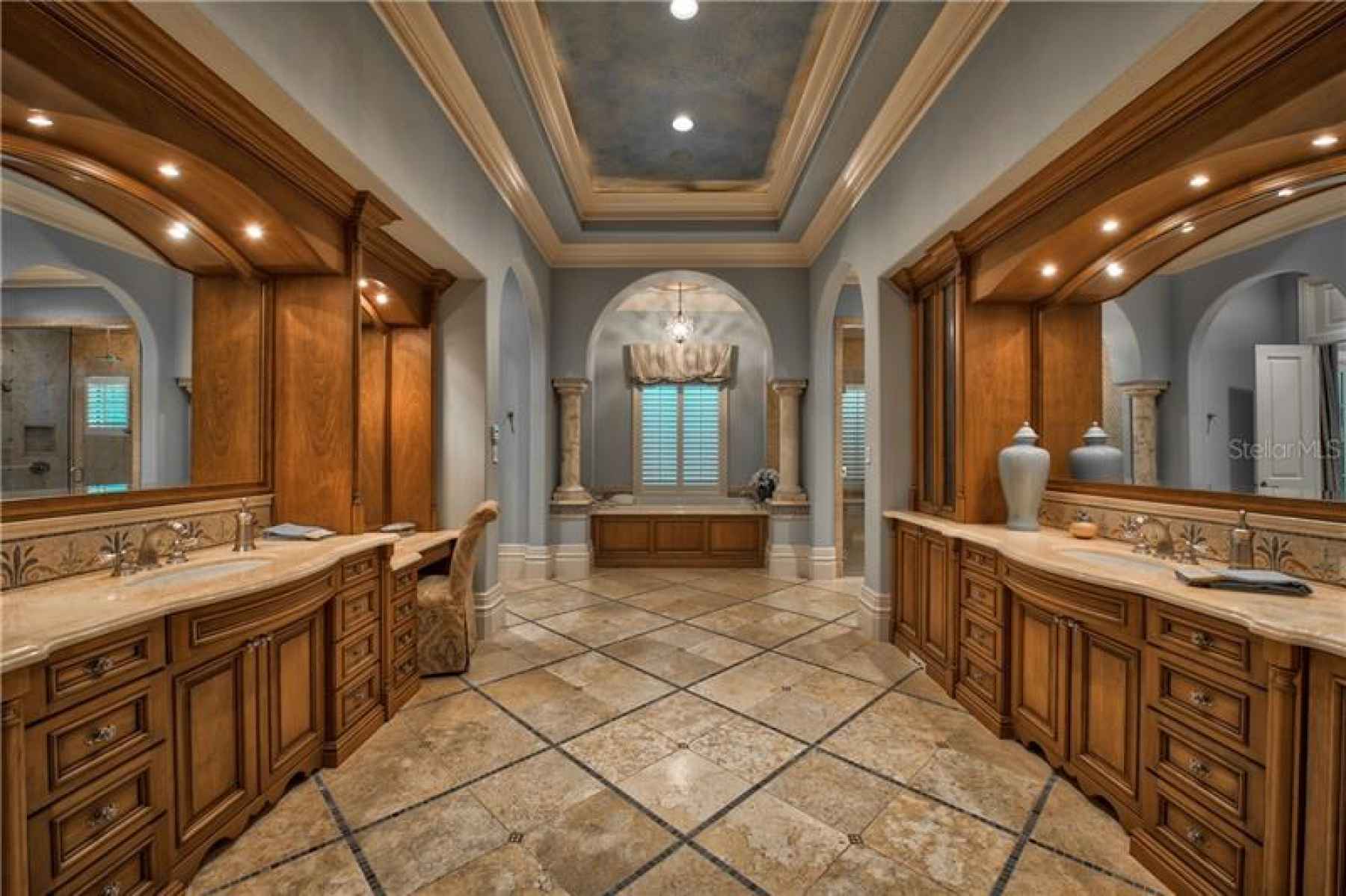 Master Bathroom with Luxurious Tile Detailing Throughout