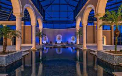 Centerpiece Pool with Fountains and Spa