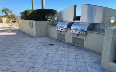 Outside grills located by pool