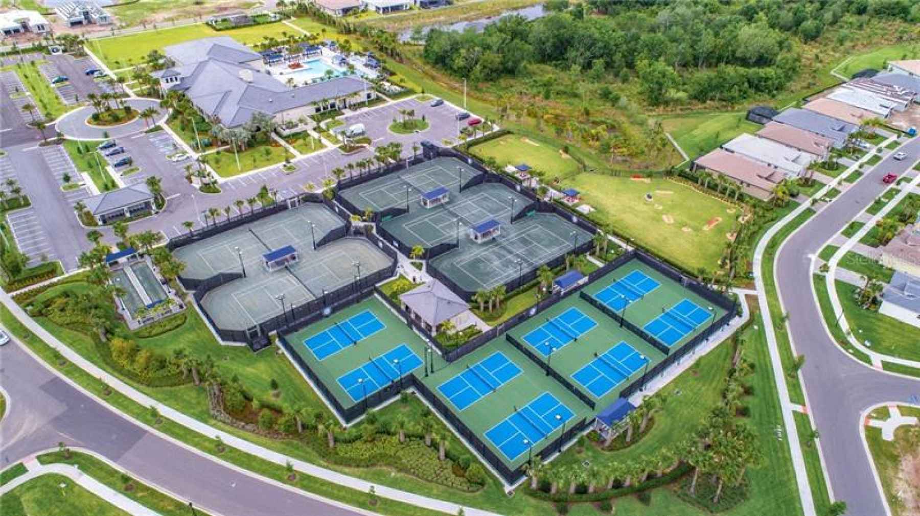 State of the art Tennis, Pickleball and Bocce ball courts.