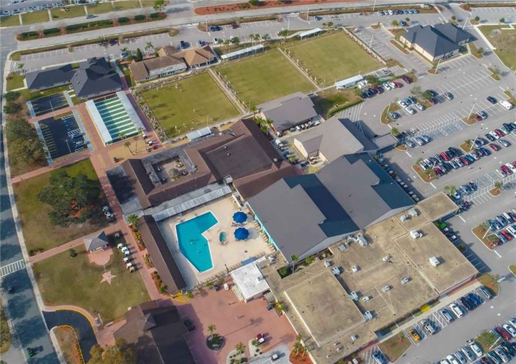 Aerial View of Sun City Center Pool Complex.
