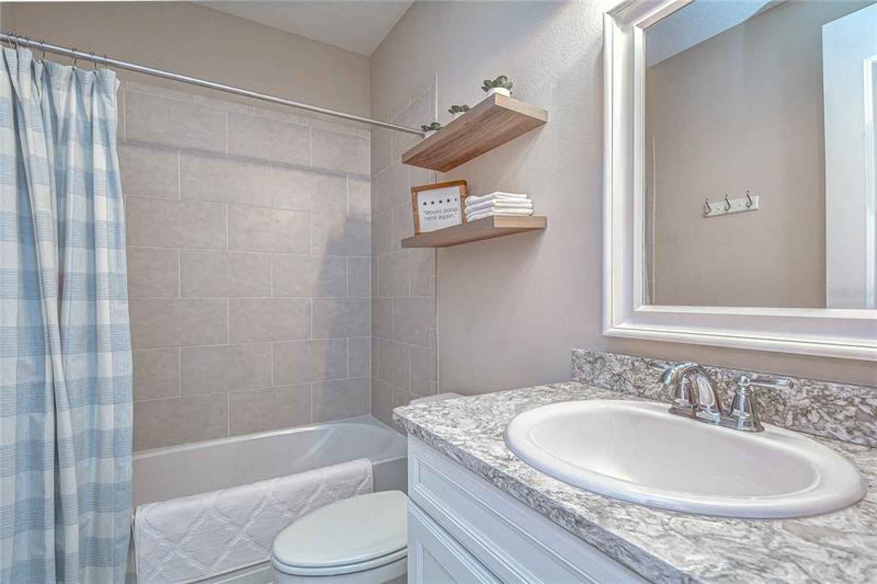 Check out the vanity lighting in this bathroom!