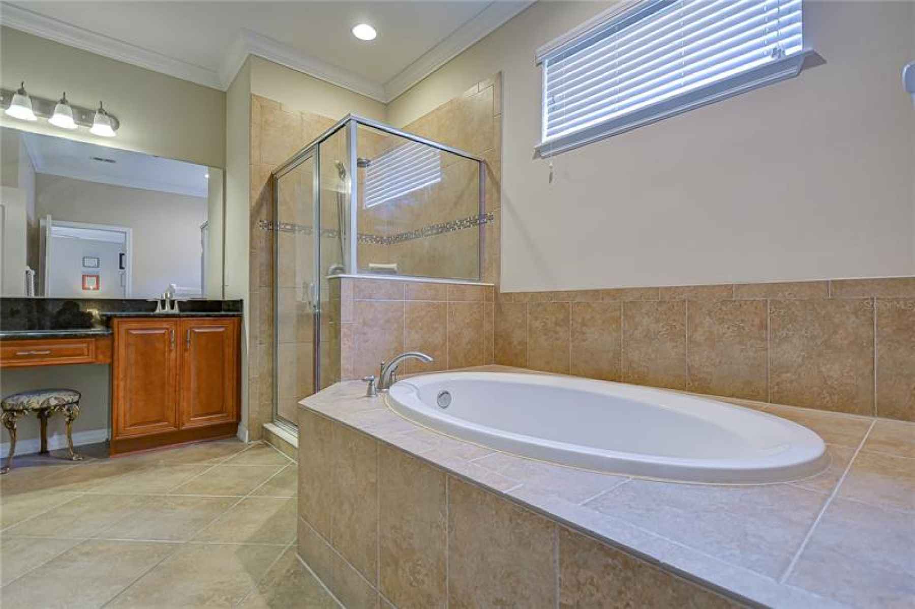 Soaking tub separate from walk in shower!