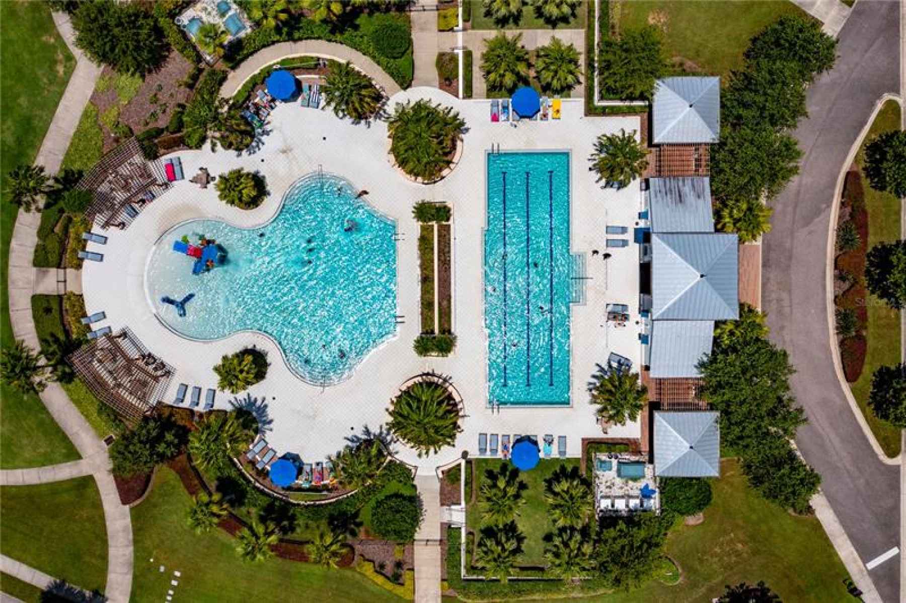With two community pools, the kids can play in one while you swim laps in the other.