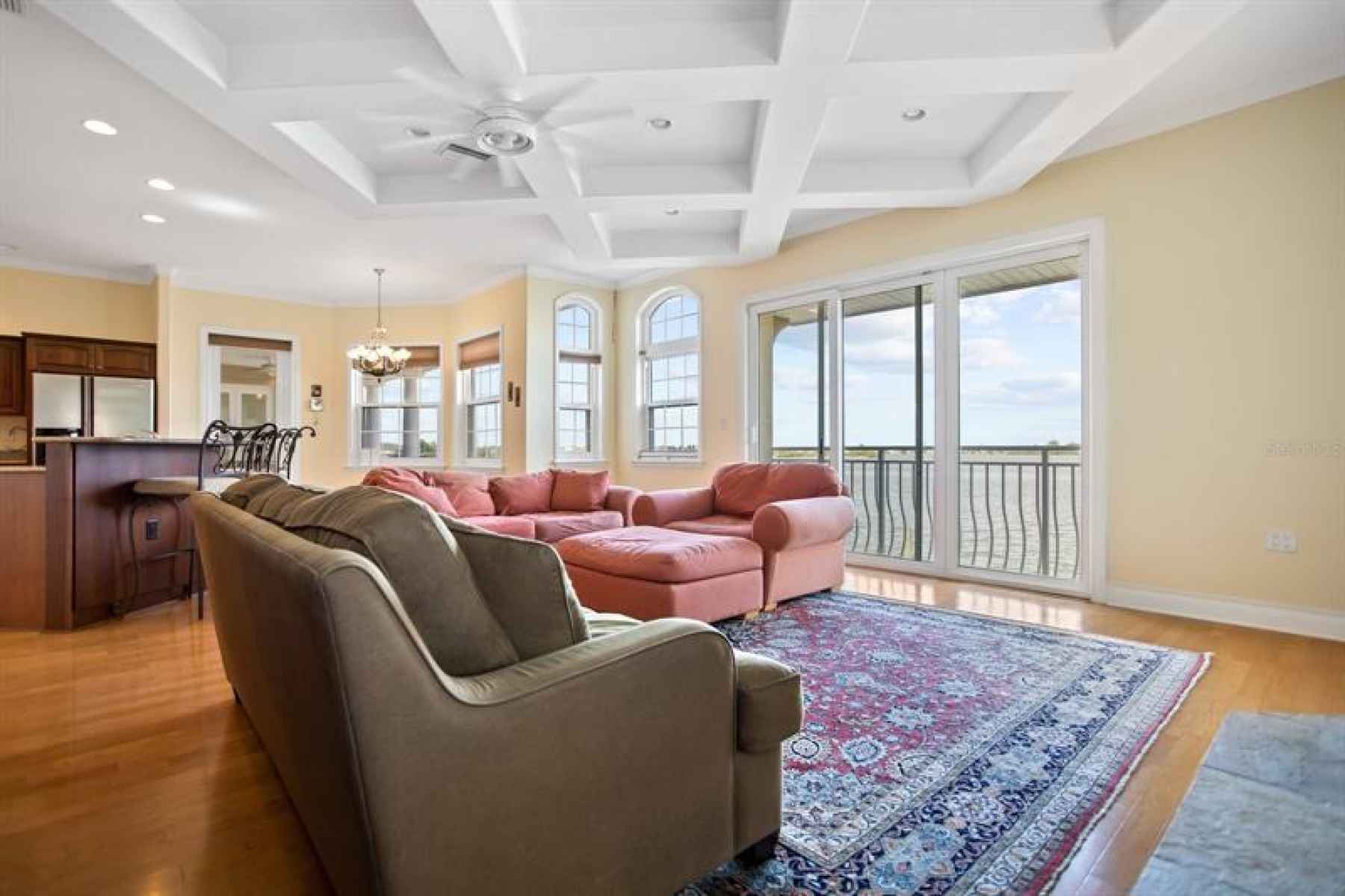 Great room offers Trey ceiling with recessed lighting and gas fireplace