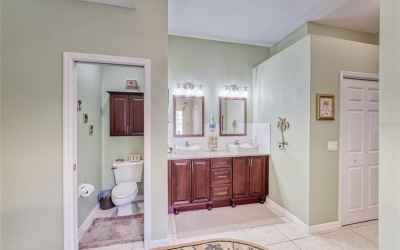 Private Water Closet with Space Saving Pocket Door
