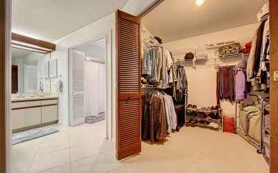 Walk-in closet with adjacent master bath