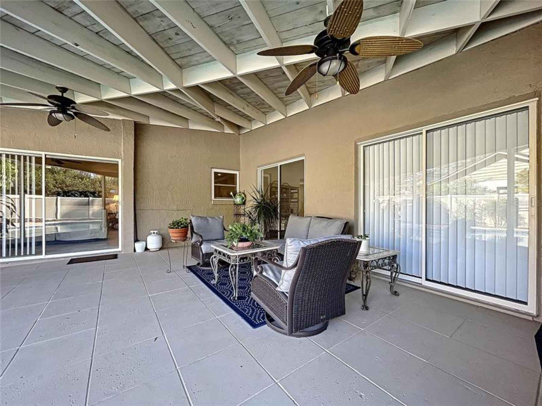 Covered Patio showing sliding glass doors
