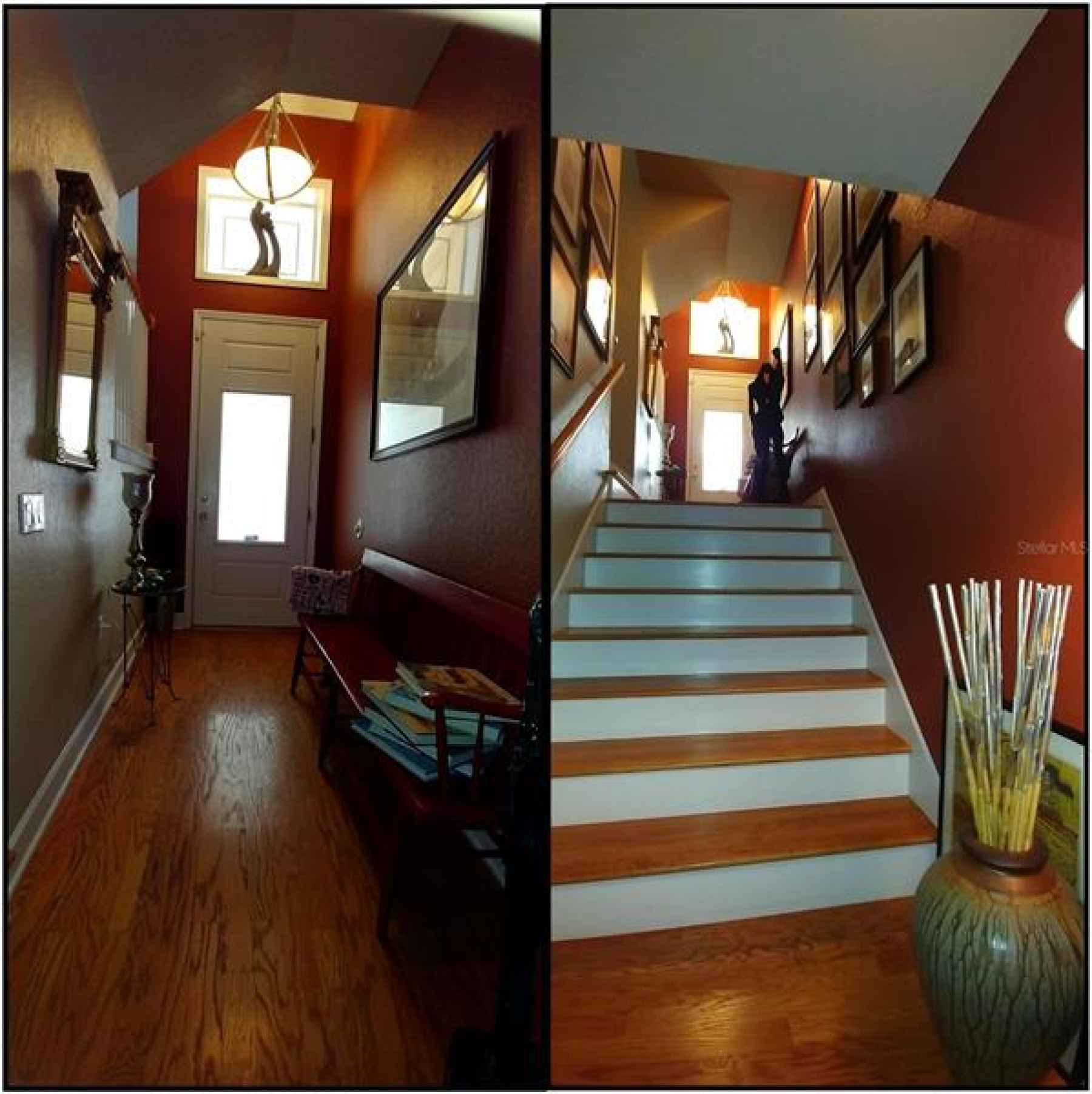 Elegant entry, foyer, and stairs to lower level bonus room