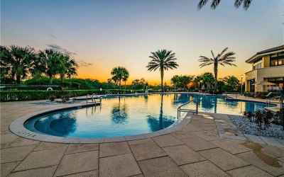 Renaissance Country Club pool at sunset