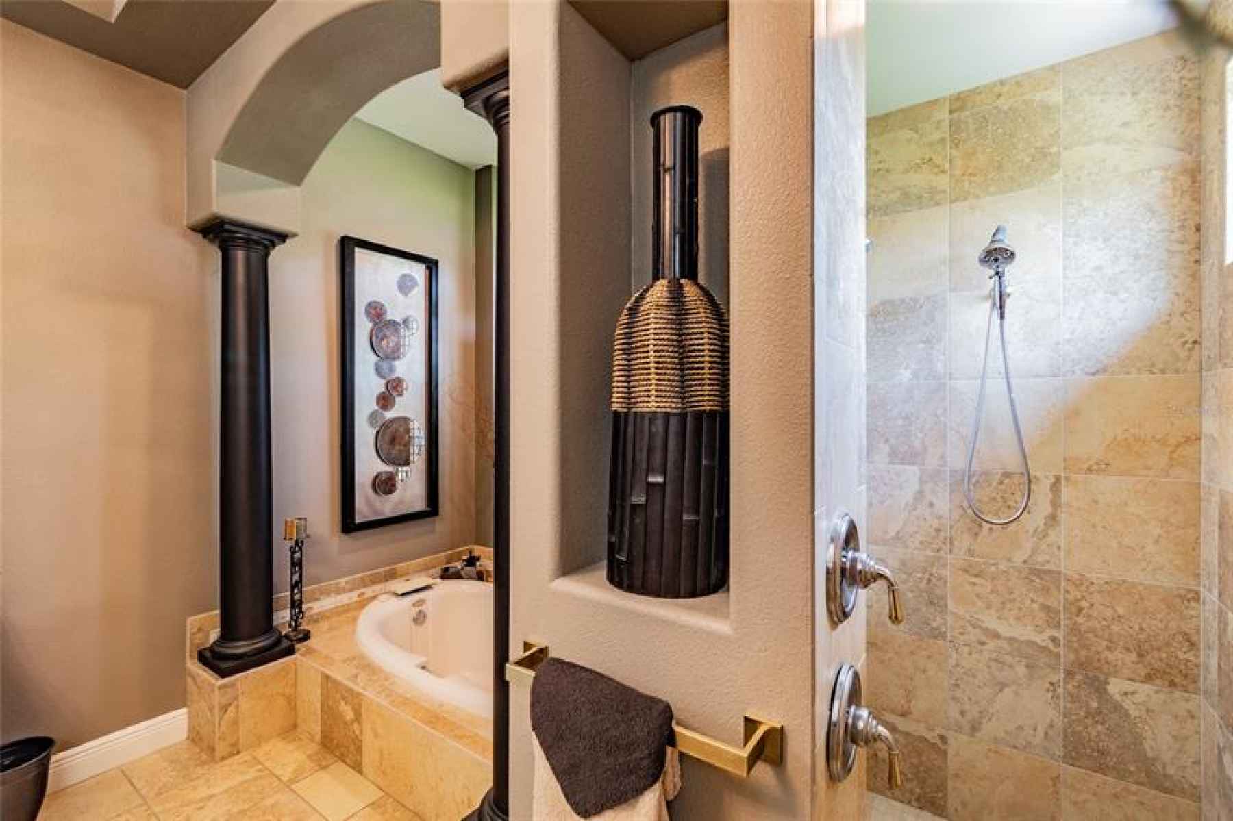 Master bathroom garden tub and shower