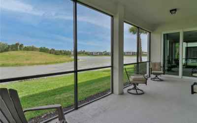 screened in patio with water views