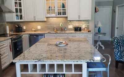 Large kitchen island with seating & built ins