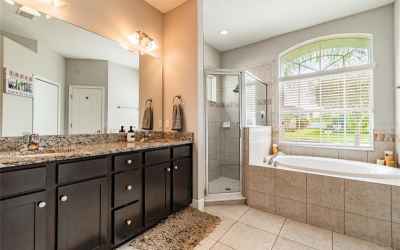 Double sinks with granite counters